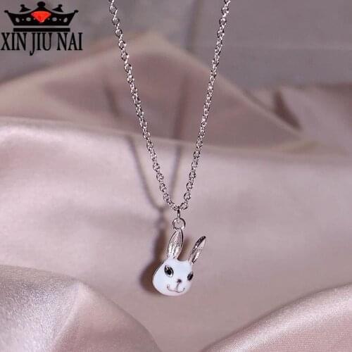 New Korean version of sweet romantic temperament personality female models rabbit head clavicle necklace trend silver jewelry