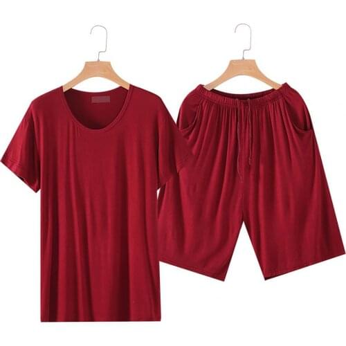 Pajama sets Loungewear Short Sleeve Breathable Viscose Men Short Sleeve Shorts Pajamas for Home Underwear pijama hombre 2021