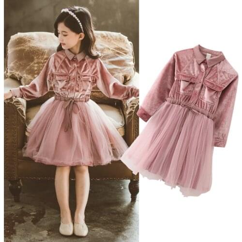 Girls' Velour Dress 2020 Autumn New Girls' Princess Dress Wedding Party Evening Birthday Baby Girls Velvet Tutu Dress 4 14 Years