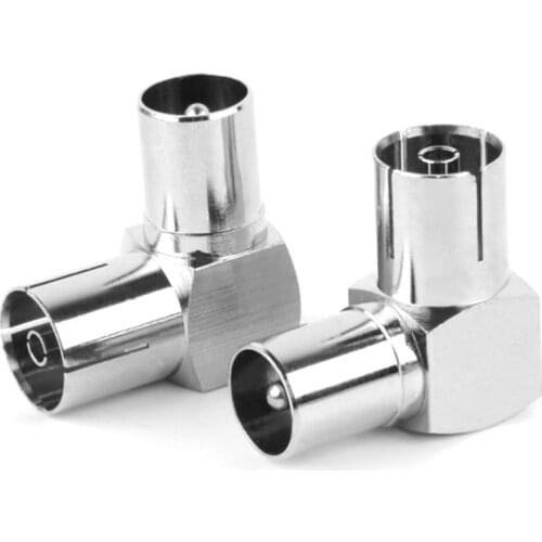 Practical TV Male Plug To F Female Jack 90 Degrees Head Right Angled Bending Type Cable TV Antenna Connector 1pcs