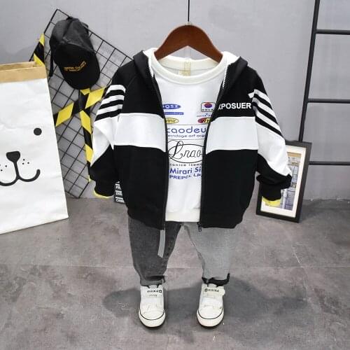 Hot Sale Brand Boys Clothing Children Sping Autumn Cartoon Boy Clothing Set Kids Coat + T-Shirt + Jeans 3pcs/Set Cotton 2-7years