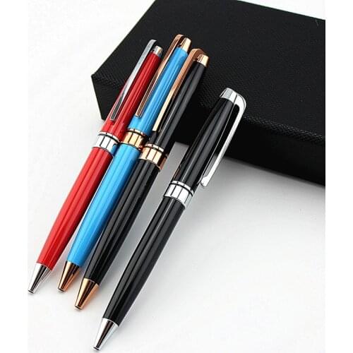 High quality ball pen 1pcs rotating Metal ballpoint Pen Stationery Ballpen 0.7mm Black ink Office & School Supplies