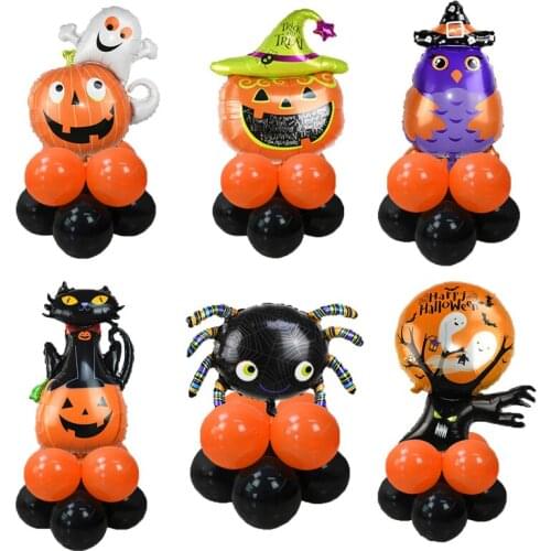 Halloween Party Decoration Cosplay Party Pros Pumpkin Ghost Spider foil Balloon Garland Arch Kit Black Orange Helium Balloons