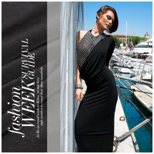 LEO&LIN New Black width crepe-de-chine Satin Silk Fabric For Dress Material 50cm