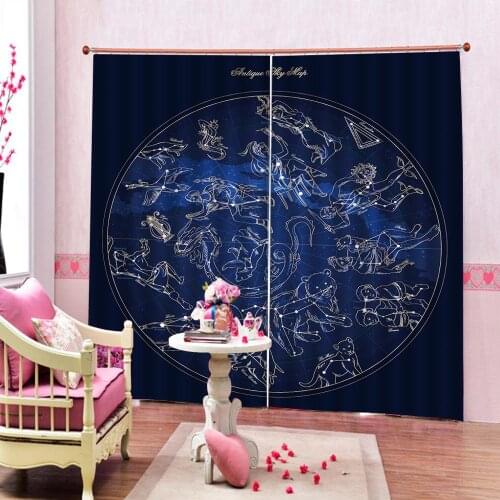 Blue curtains Luxury Blackout 3D Window Curtain For Living Room blackout curtains morden curtain