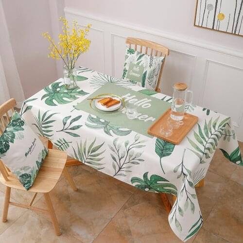Nordic Ins Green Planting Cotton and Linen Table Cloth Rectangular Pastoral Style Waterproof Tablecloth Dust Cover Decoration