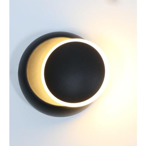 5w Led Wall Light Modern Creative Moon Shape Round Aisle Wall Lamp 360 Degree Rotation Adjustable Bedroom Bedside Lamp Aluminum