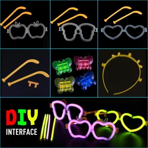 Luminous Glasses Light Stick Glowing Stick Plastic DIY Toy Butterfly Headband Glasses Model For Boy Girl Party Event Accessories