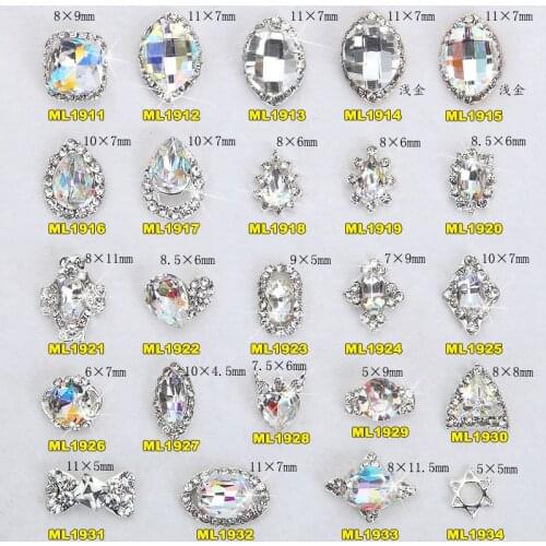 50PCS/Lot NEW Design K9 nail jewelry bling Crystal Stone Charming 3D Nail Art Designs Nail Art Alloy Rhinestones DIY Decoration