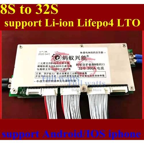 Smart Display 8S 26S 28S 30S 32S 300A 200A 100A 70A Lithium Battery Protection Board Balance BMS lifepo4 LTO Lipo Li-ion APP