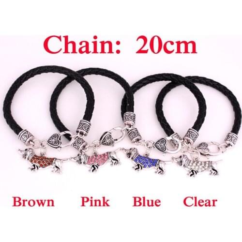 Unisex Bracelet Vintage Style Jewelry Dallas Dog Pendant Bangle Leather Dog Lovers Gift Beautiful Crystals Dropshipping