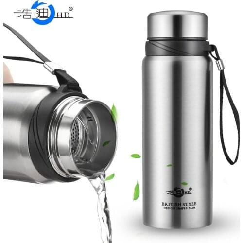 Large-capacity business straight cup strap with cover simple 304 stainless steel insulated water cup 688