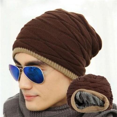 YRRETY Wool Caps Mens Knit Hat Beanies Men Womens Hats Bonnet Winter Beanies Warm Thicken Women Baggy Fold Knitted Skullies