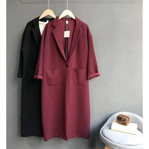 2019 Spring Autumn Women Trench Coat Suit Collar Windbreaker Female Loose Long Sleeve Casual Overcoat Elegant Outerwear Top R514