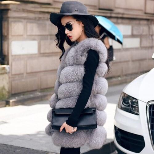 Womens Natural Fur Vest 100% Full Pelt Real Fox Fur Waistcoat Whole Leather Sleeveless