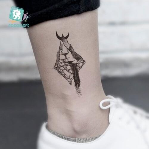 1 Sheet Temporary Waterproof Tattoo Sticker Mountains Tree Fake tattoo Body Wrist Art Decoration Black Cool Triangle Tattoo