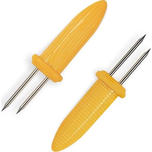 10PCS Barbecue Tool Fruit Fork Stainless Steel Corn Needle Creative Barbecue Fork Kitchen Gadgets Outdoor Portable Barbecue Fork