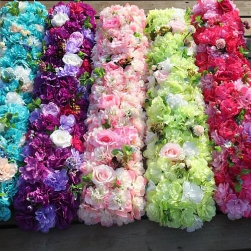100 x25CM Artifical Rose Hydrangea Styles Flower Rows for Wedding Party Arch and T Station Decoration Flowers DIY Supplies
