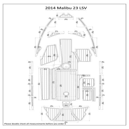 2014 Malibu 23 LSV Cockpit Swim Step & Cockpit Pad Boat EVA Teak Decking 1/4" 6mm