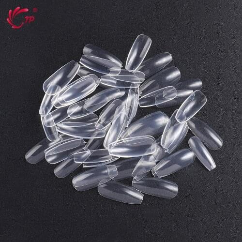 500 Pcs/Set Full Cover Ballet Coffin Shape French False Nail Tips 10 Size Clear Natural White Acrylic Nails Extension Tool Kit