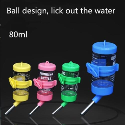 80ml Pet waterer automatic water bottle can be suspended stainless steel ball leak-proof pet water bottle