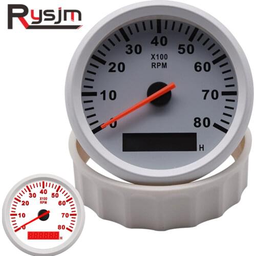 85mm tachometer for outboard motor 8000 rpm meter motorcycle rpm gauge hour meter 12v tach motorbike tachometer red Backlight