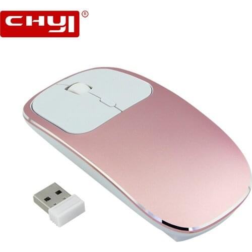 New Rechargeable Wireless Mouse Silent Mouse Aluminum Alloy Ergonomic Slim Rose Gold Computer Mice 1600DPI Optical for Laptop PC