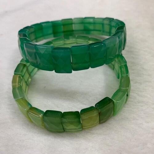 Green agates /Chalcedony stone beads bracelet natural gem stone jewelry bangle for woman for gift wholesale