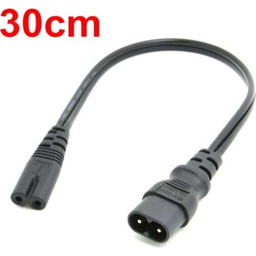 C-8 IEC 60320 C8 Plug to C7 C-7 Receptacle Male to Female Extension Power Supply Main Adapter Cable 30cm 1fr
