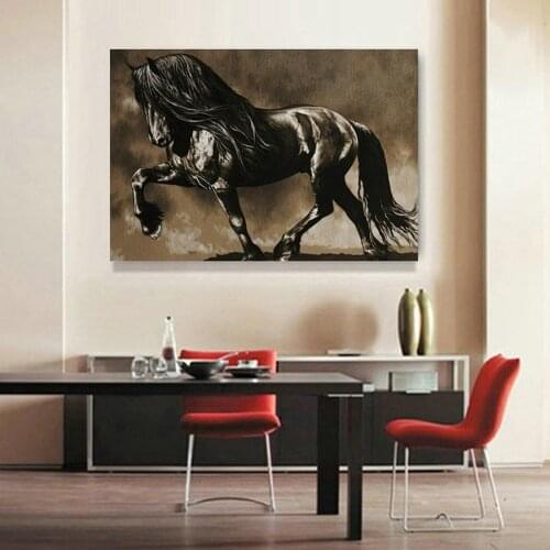 Black Horse HD Spray Painting Home Wall Art Decorative Painting Living Room Background Wall Hanging Pictures DropShipping