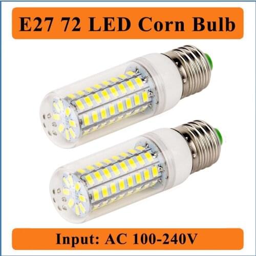 E27 72 LEDs Corn Bulbs Light Input AC100-240V 72 Led Bulb Lamp Corn LED Light LED Corn Light Fixture Replacement for Home Office