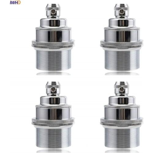 IWHD Silver Vintage Fitting Lamp Holder E27 Socket Base 110V-220V Aluminum Soquete Douille E27 Bulb Light Holder Homekit UL CE