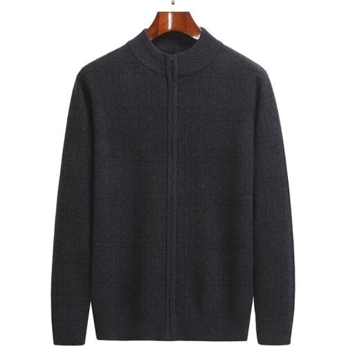 UCAK Brand Classic Pure Merino Wool O-Neck Cardigans Men Autumn Winter Streetwear Striped Sweatercoat Clothing Pull Homme U1300