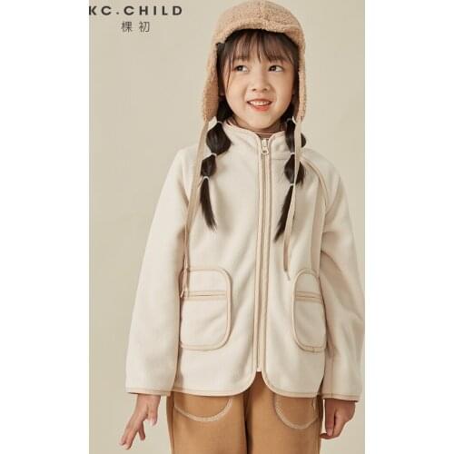 KC.Child Kids Polar Fleece Jacket Girls Coat Boys Outwear For Winter Warm Standed Collar Long Sleeves Soft Age2-12Y