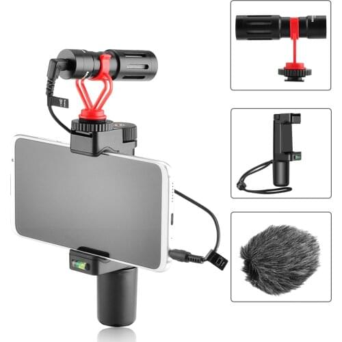 Smartphone Video Rig Kit with Vlog Handle Grip Shotgun Microphone for YouTube Vlogging Mobile Phone DSLR Camera Filmmaker Kit