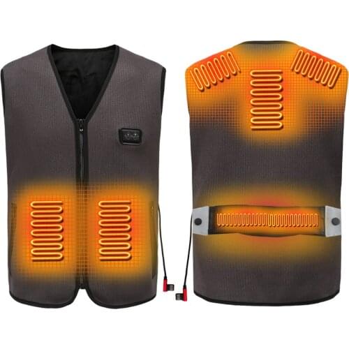 65℃ Man Heating Motorcycle Vest Winter Heated Vest USB Heating Vest Electric Thermal Heated Jacket For Winter 6 Heat Pads Jacket