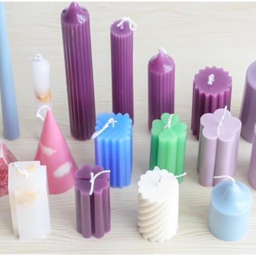 Multi-design Acrylic Aromatherapy Church Candle Mold Kit Supplies DIY Match Cylinder Rib Clay Tool Party Plastic Moulds Supplies