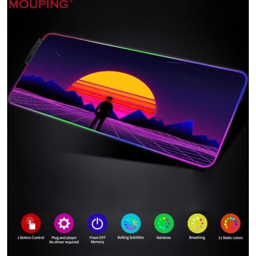 Setup Gamer Rgb Pink Rgb Mousepad Rgb Mouse Pad Xxl Led Pink Gaming Setup Accessories Retrowave/synthwave Deskmat DropShipping