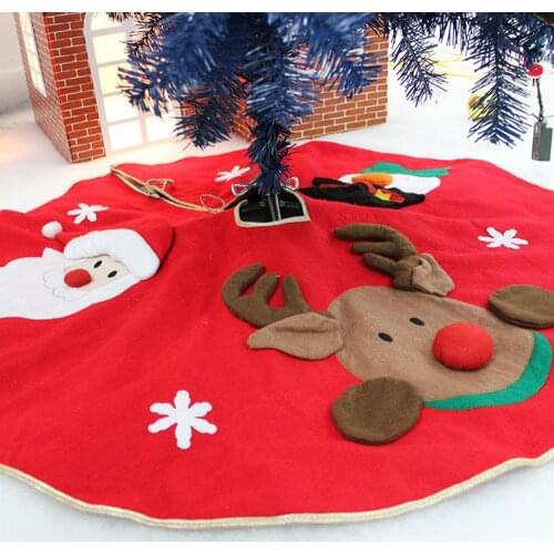 Non-Woven Christmas Tree Skirt Aprons Round Carpet Santa Claus Printed Christmas Tree Skirts Christmas Tree Carpet Home Decor