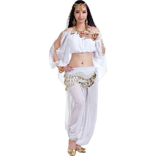 New Belly Dance Costumes Adults Belly Dance India Bollywood Dance Performance 2/3/5 Pcs Set Top+Pants+Headdress+Veil+Waist chain