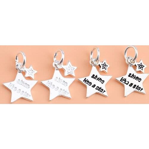 Star Pentagram pendant S925 sterling silver diy accessories materials, handmade beaded bracelet accessories