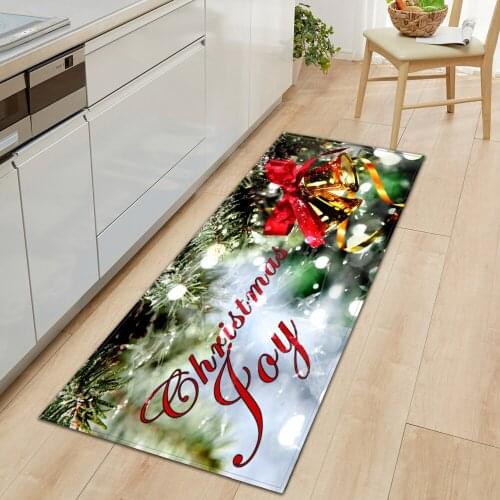 Merry Christmas Kitchen Mat Entrance Doormat Bedroom Balcony Hallway Floor Mat Home Long Water Anti-slip Rug Bathroom Absorption