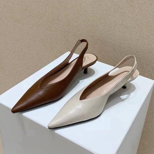 Sandals Mules Women Shallow Mouth Pointed Toe Shoes Low Heel Slip On Slides Slipper Spring Summer Autumn Season Fashion Brand
