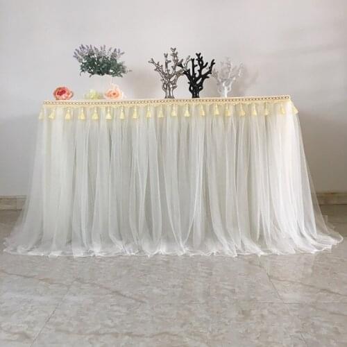 Home Tablecloth Dining Table Cover Table Cloth Tutu Dress for Wedding Reception Table Skirts Decoration Party Hotel Resturant