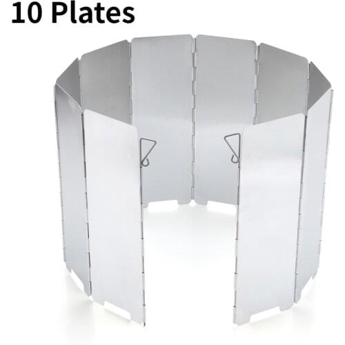 10 Plates Aluminium Alloy Outdoor Gas Stove Wind Shield Foldable Camping Cooking Burner Windproof Screen Picnic Stove