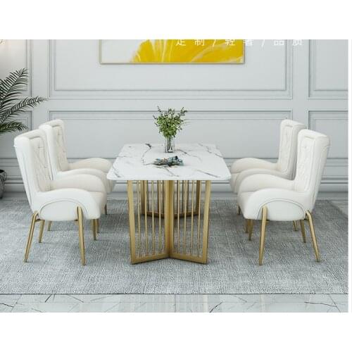 Nordic table and chair combination Italian light luxury rectangle modern simple marble table table household small house type