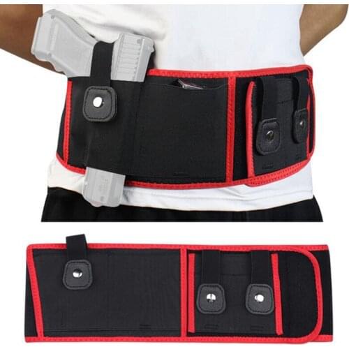 Tactical Belly Gun Holster Invisible Belt Bag Concealed Carry Elastic Girdle Waist Pistol Case