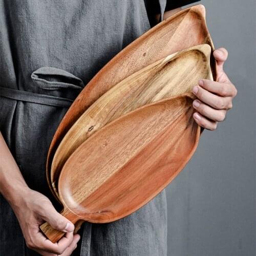 New Leaf Shape Bread Plate Wood Dessert Cake Serving Platter Fruit Vegetable Tray Snacks Nuts Candy Food Plate Tableware Tools