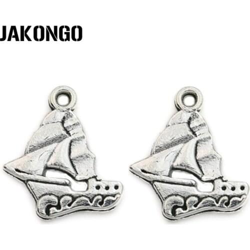 Tibetan Silver Plated Boat Charms Pendants Jewelry Findings Accessories Making fit Bracelet Craft DIY 20x17mm