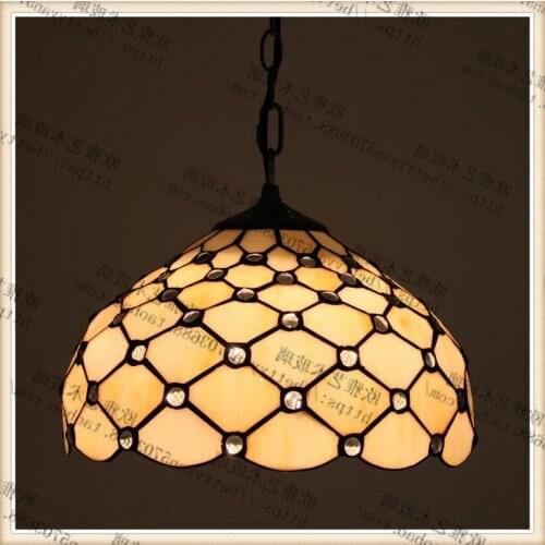 Tiffany Stained Glass Blue Ceiling Glass Lamps Mediterranean Style 20/30/40/50/60cm With E27 Led Chain Pendant Light Luminarias